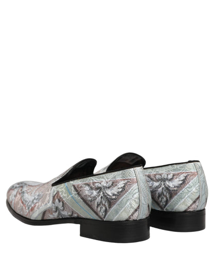 Dolce & Gabbana Multicolor Velvet Baroque Dress Loafers Shoes