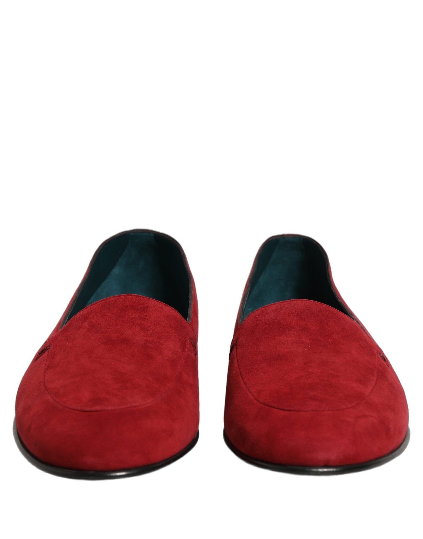 Dolce & Gabbana Red Suede Logo Slip On Flats Loafers Shoes