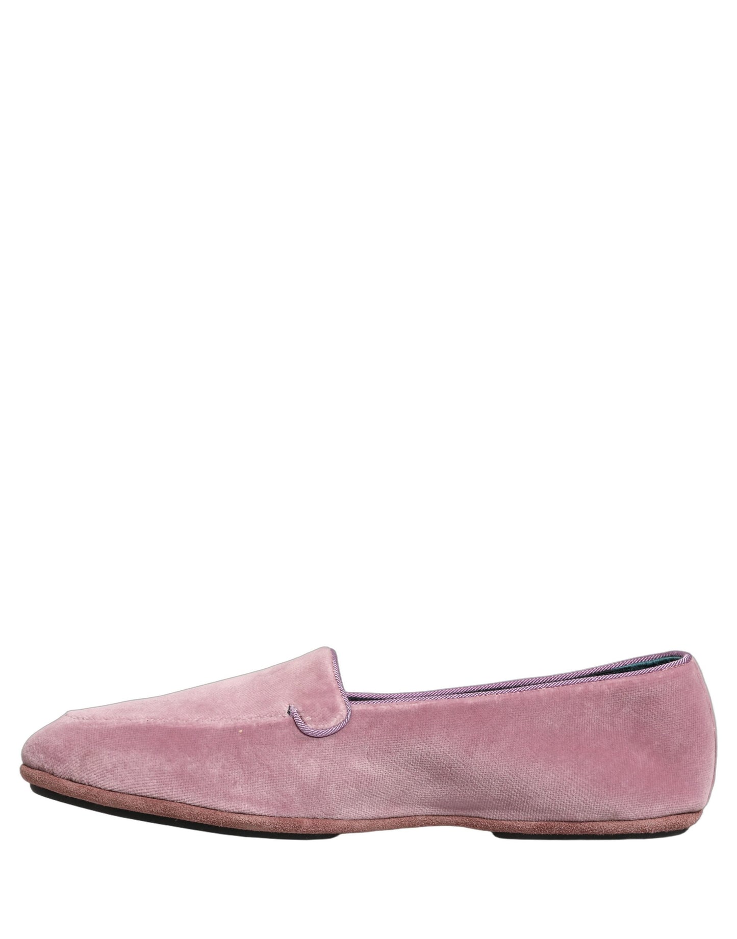 Dolce & Gabbana Pink Velvet Slip On Men Flats Loafers Shoes