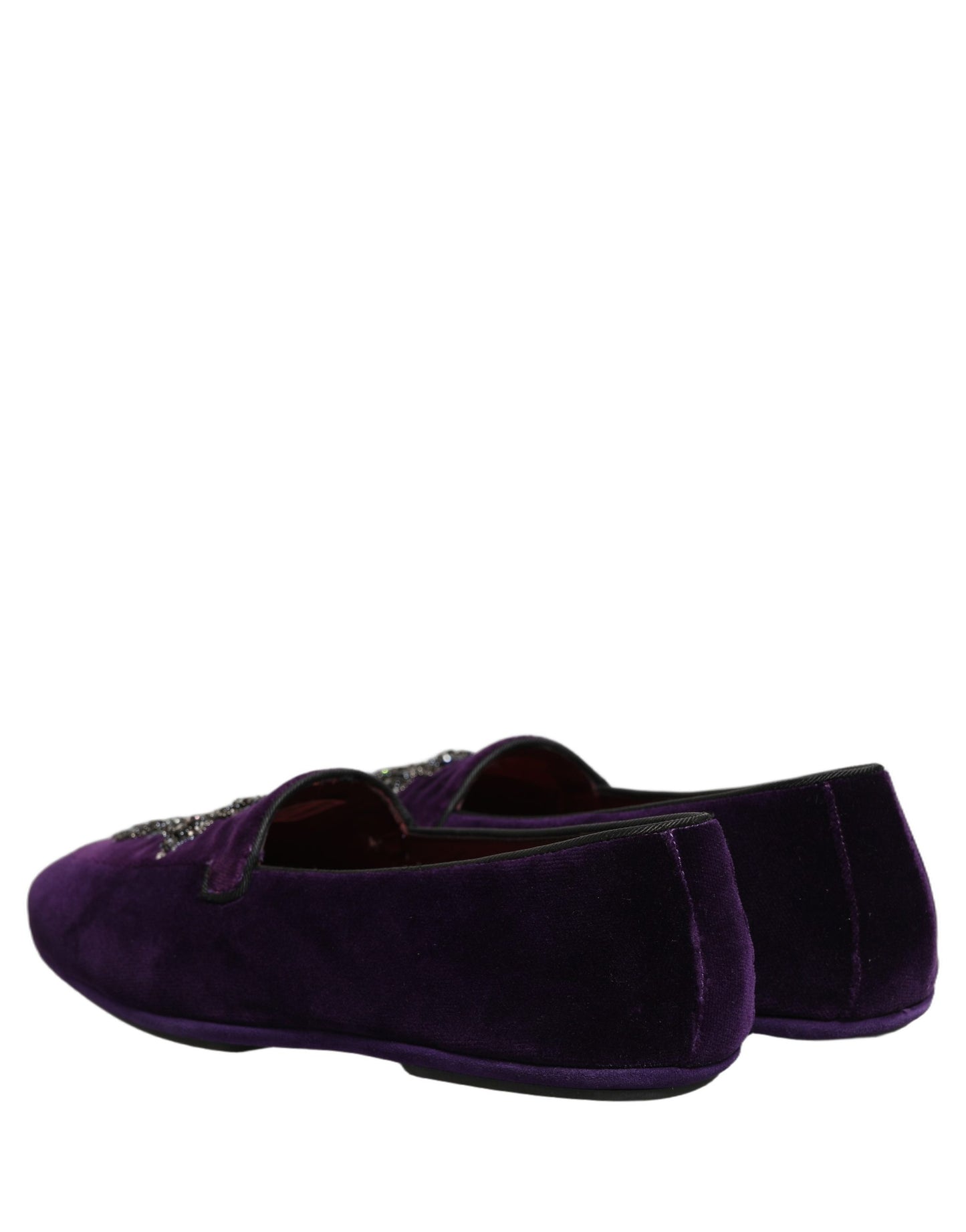 Dolce & Gabbana Violet Suede Embellished Dress Loafers Shoes