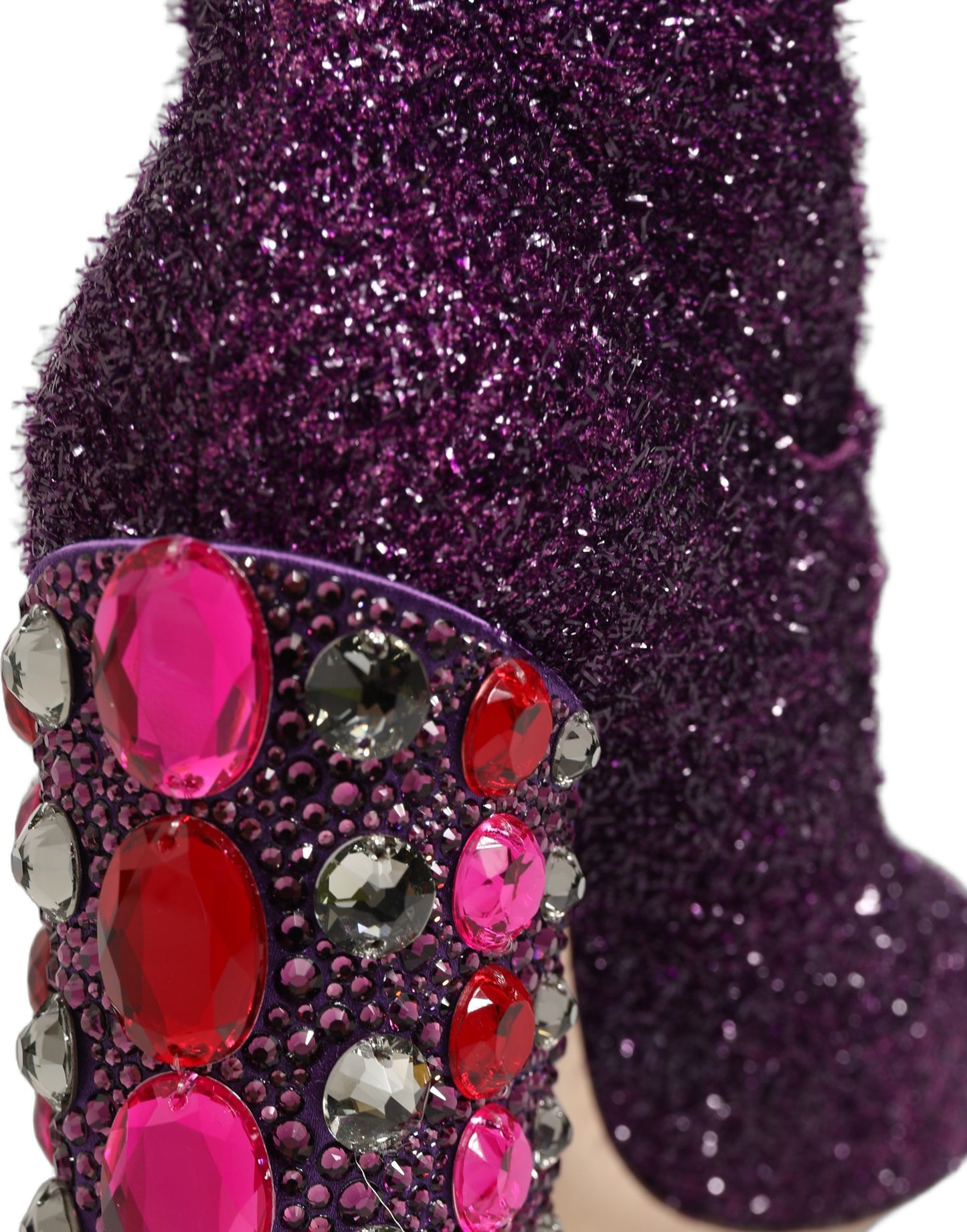 Dolce & Gabbana Purple Crystal Lurex Fantasy High Boots Shoes