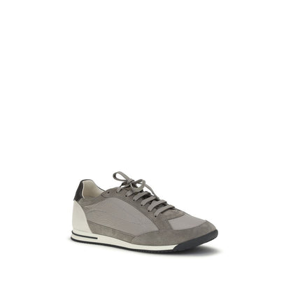 Brunello Cucinelli Gray Calf Leather Bos Taurus Sneakers