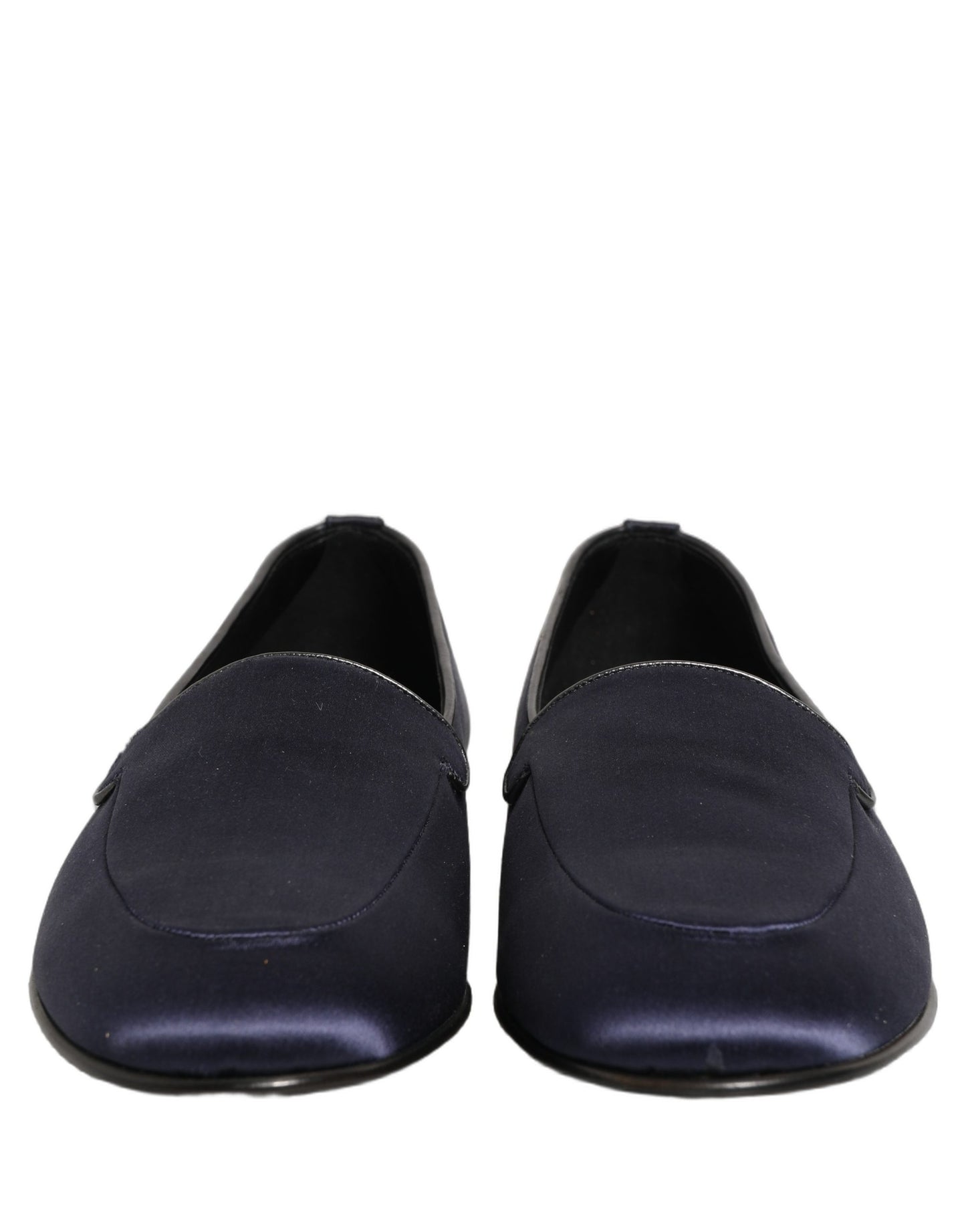 Dolce & Gabbana Navy Blue Satin DG Logo Dress Loafers Shoes