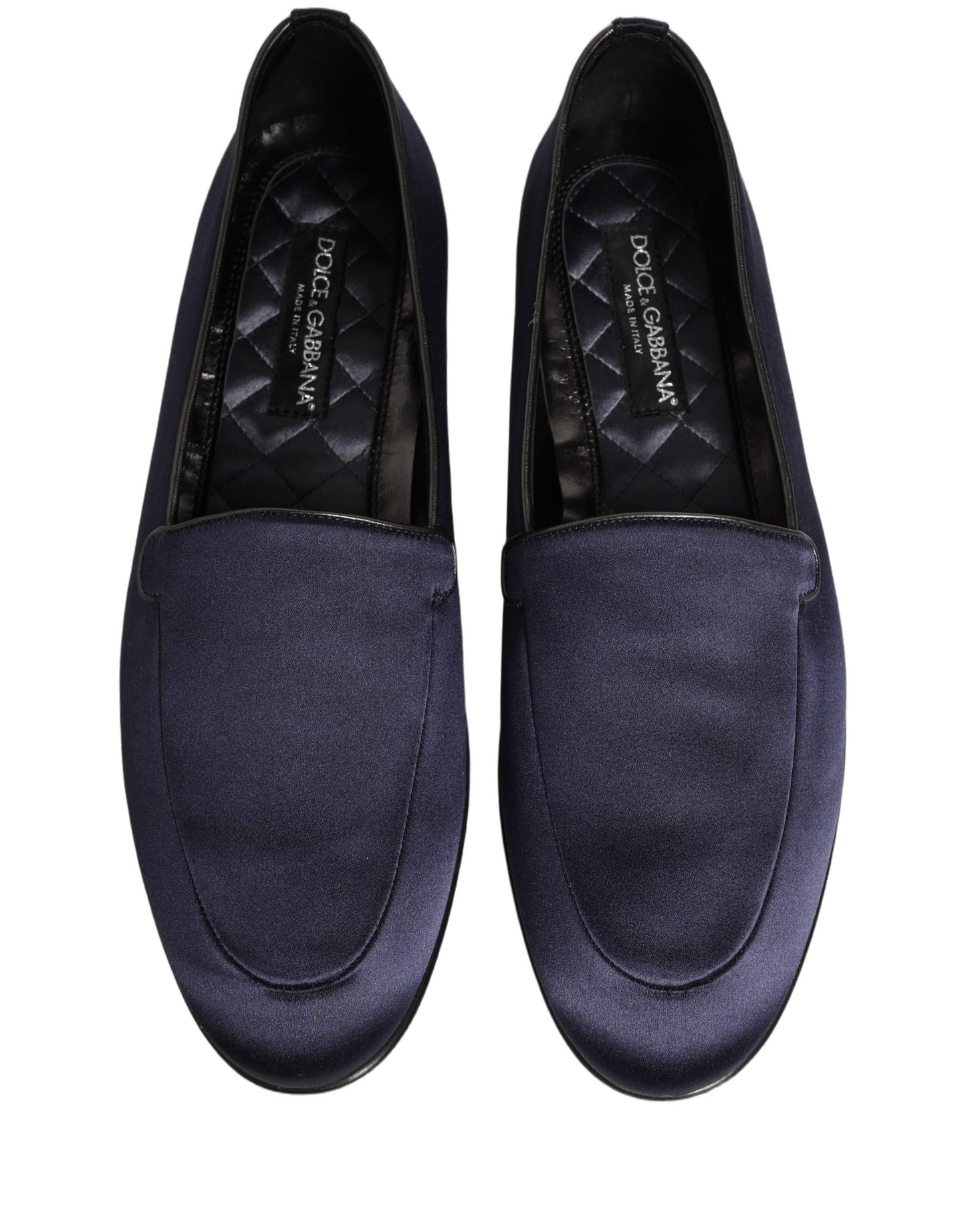 Dolce & Gabbana Navy Blue Satin DG Logo Dress Loafers Shoes