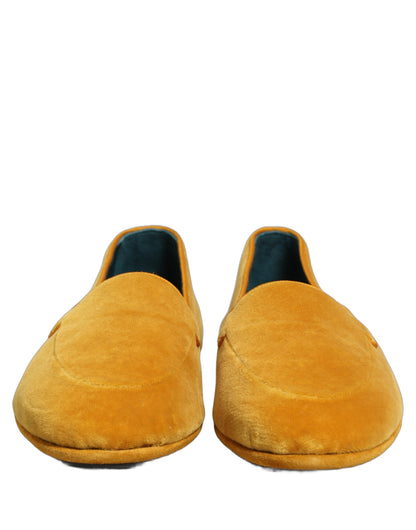 Dolce & Gabbana Yellow Velvet Slip On Men Dress Loafers Shoes