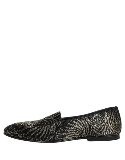 Dolce & Gabbana Black Silver Embellished Dress Loafers Shoes