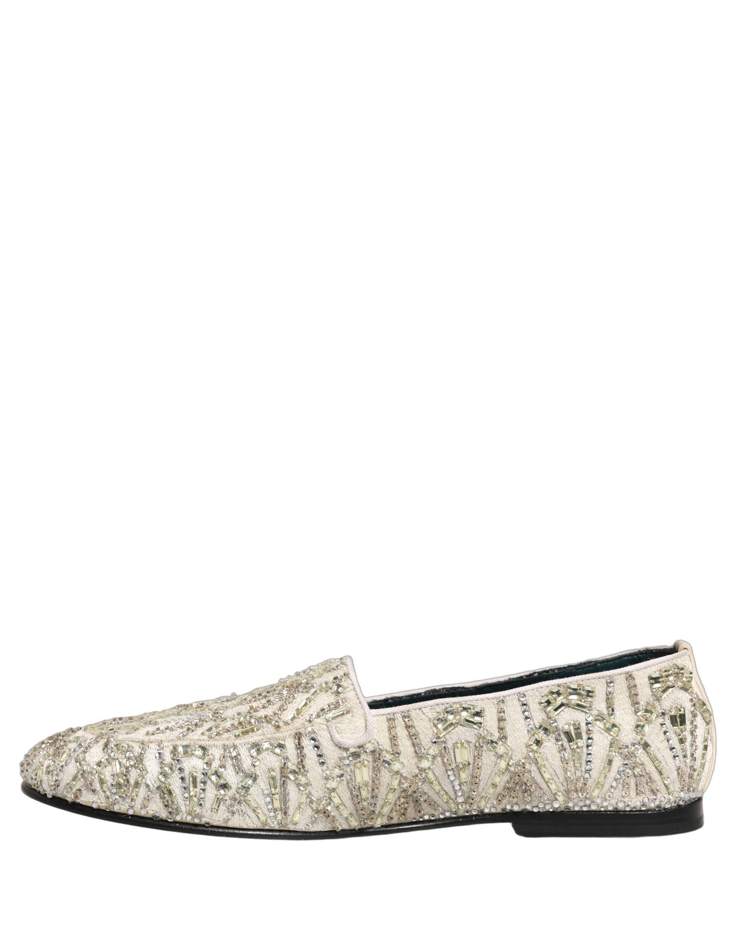 Dolce & Gabbana White Velvet Embroidered Dress Loafers Shoes