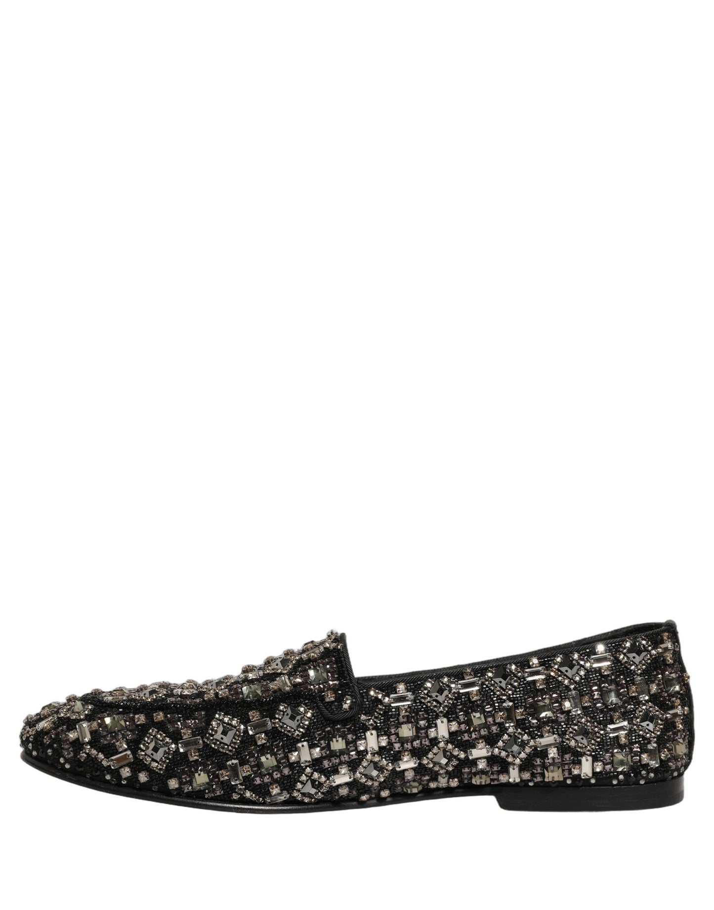 Dolce & Gabbana Silver Leather Logo Slip On Loafers Shoes