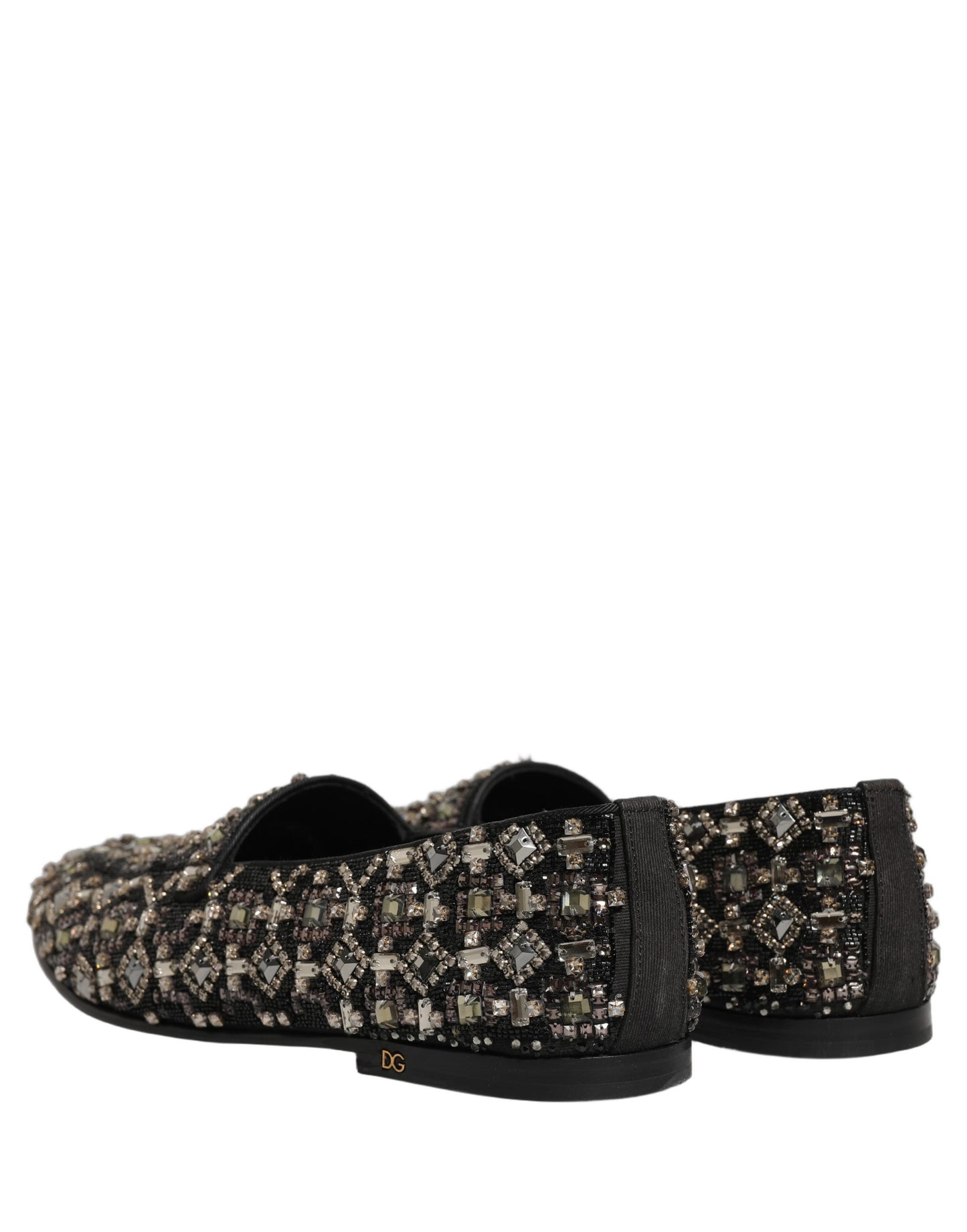Dolce & Gabbana Black Crystal Embellished Dress Loafers Shoes