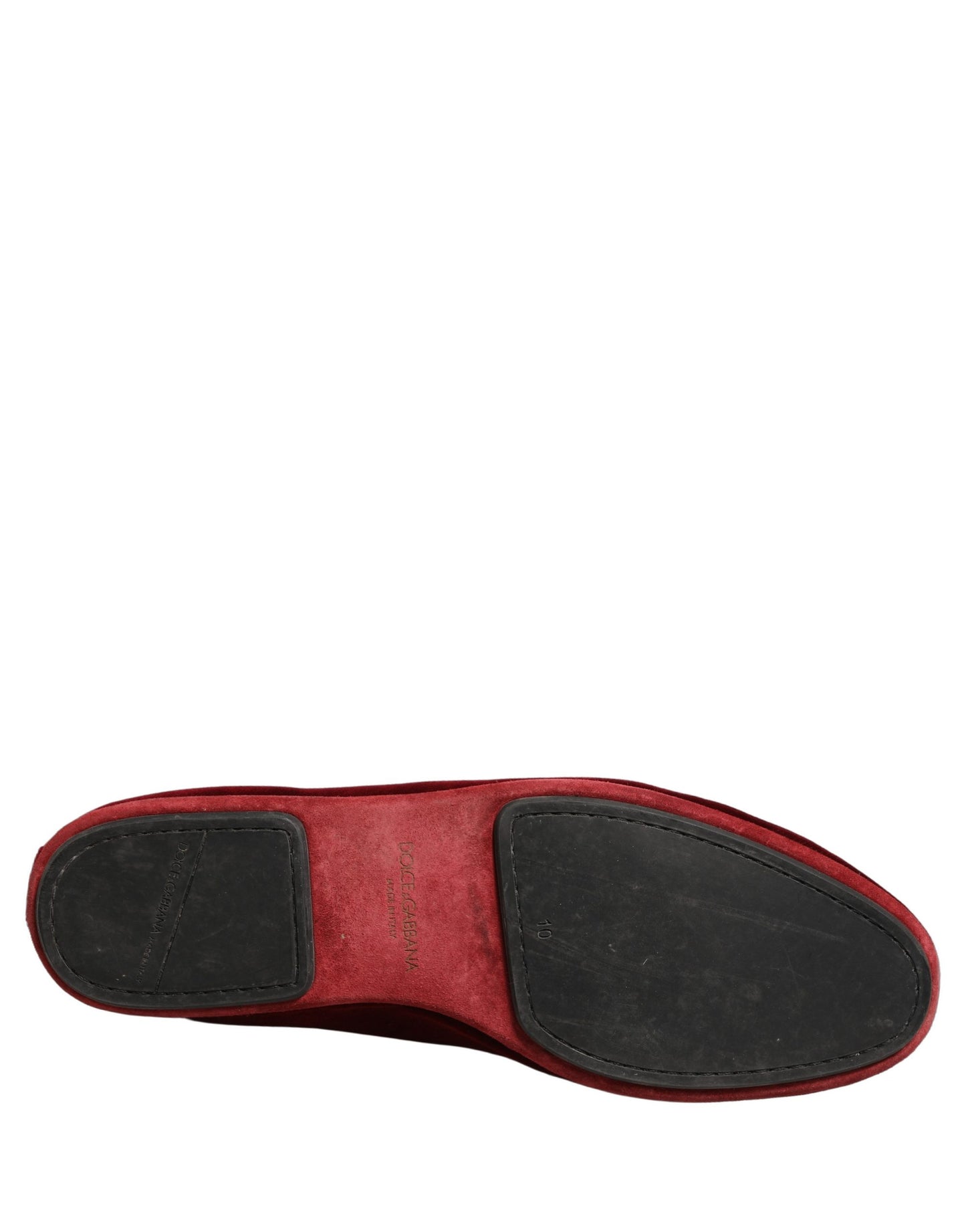 Dolce & Gabbana Maroon Velvet Slip On Men Flats Loafers Shoes