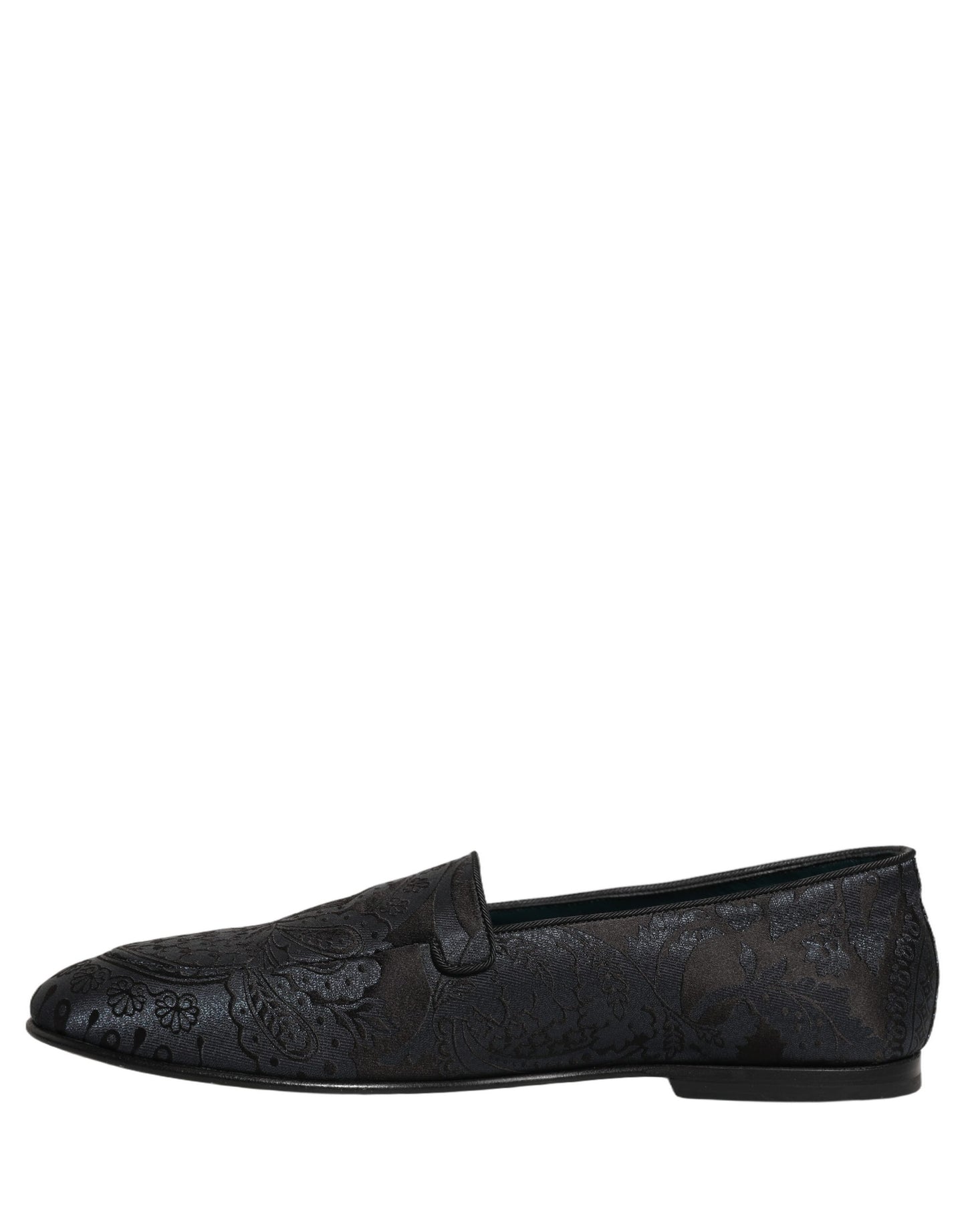 Dolce & Gabbana Blue Jacquard Leather Slip On Loafers Shoes