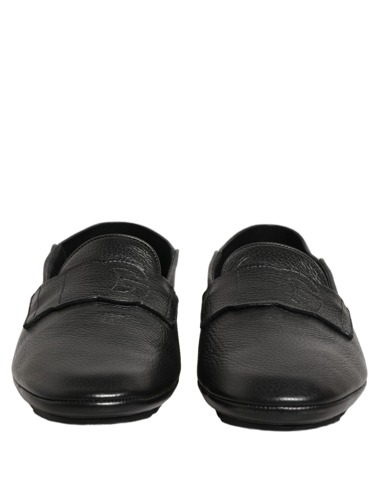 Dolce & Gabbana Black Deerskin Leather Driver Loafers Shoes