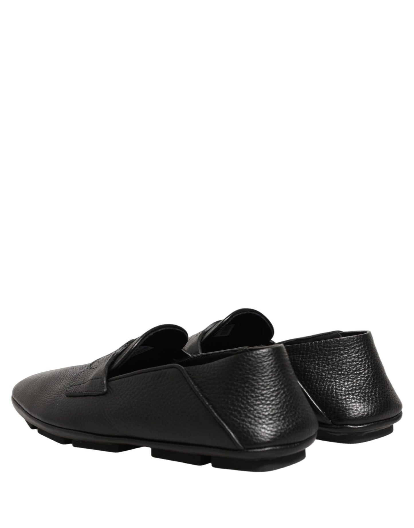 Dolce & Gabbana Black Deerskin Leather Driver Loafers Shoes