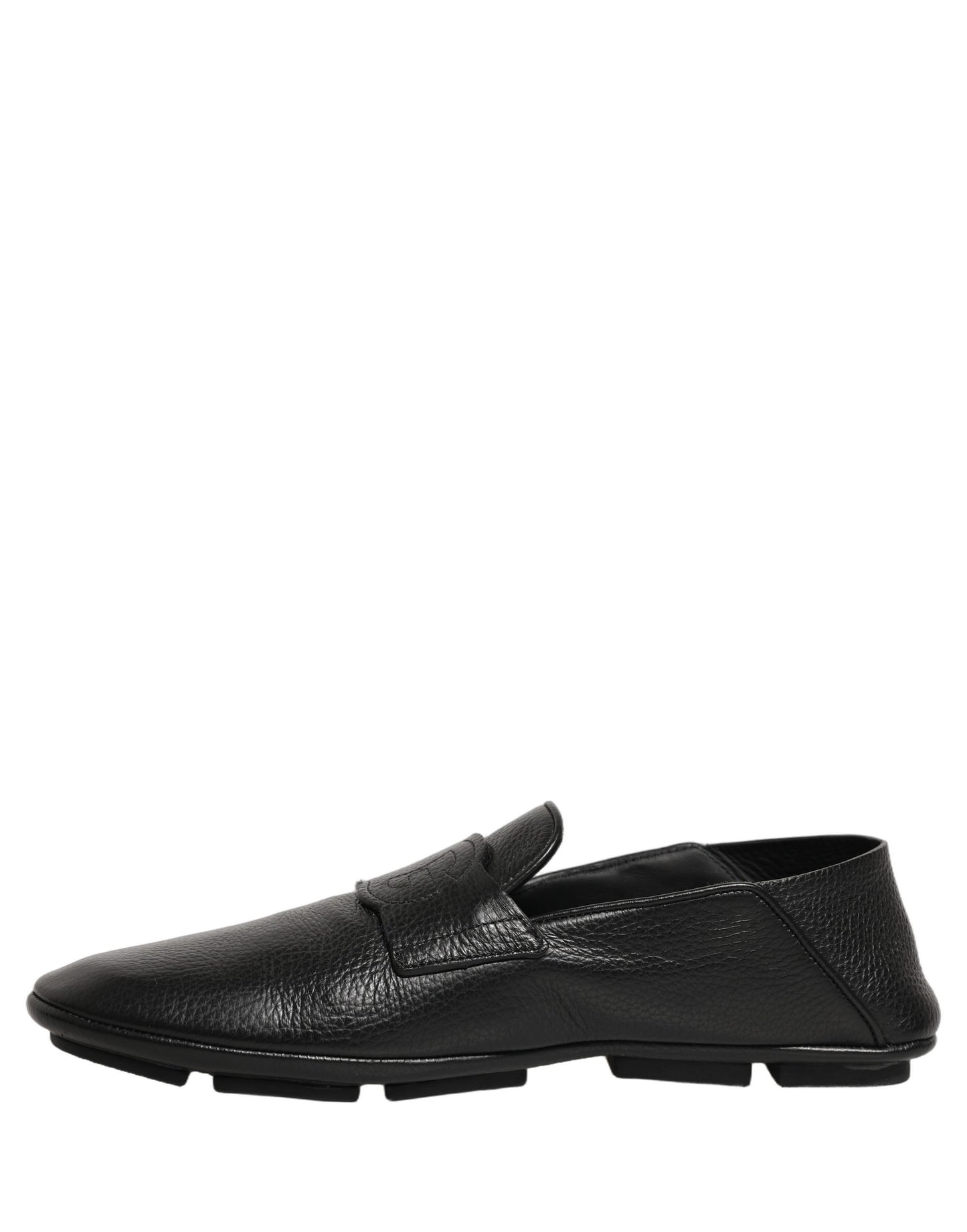 Dolce & Gabbana Black Deerskin Leather Driver Loafers Shoes