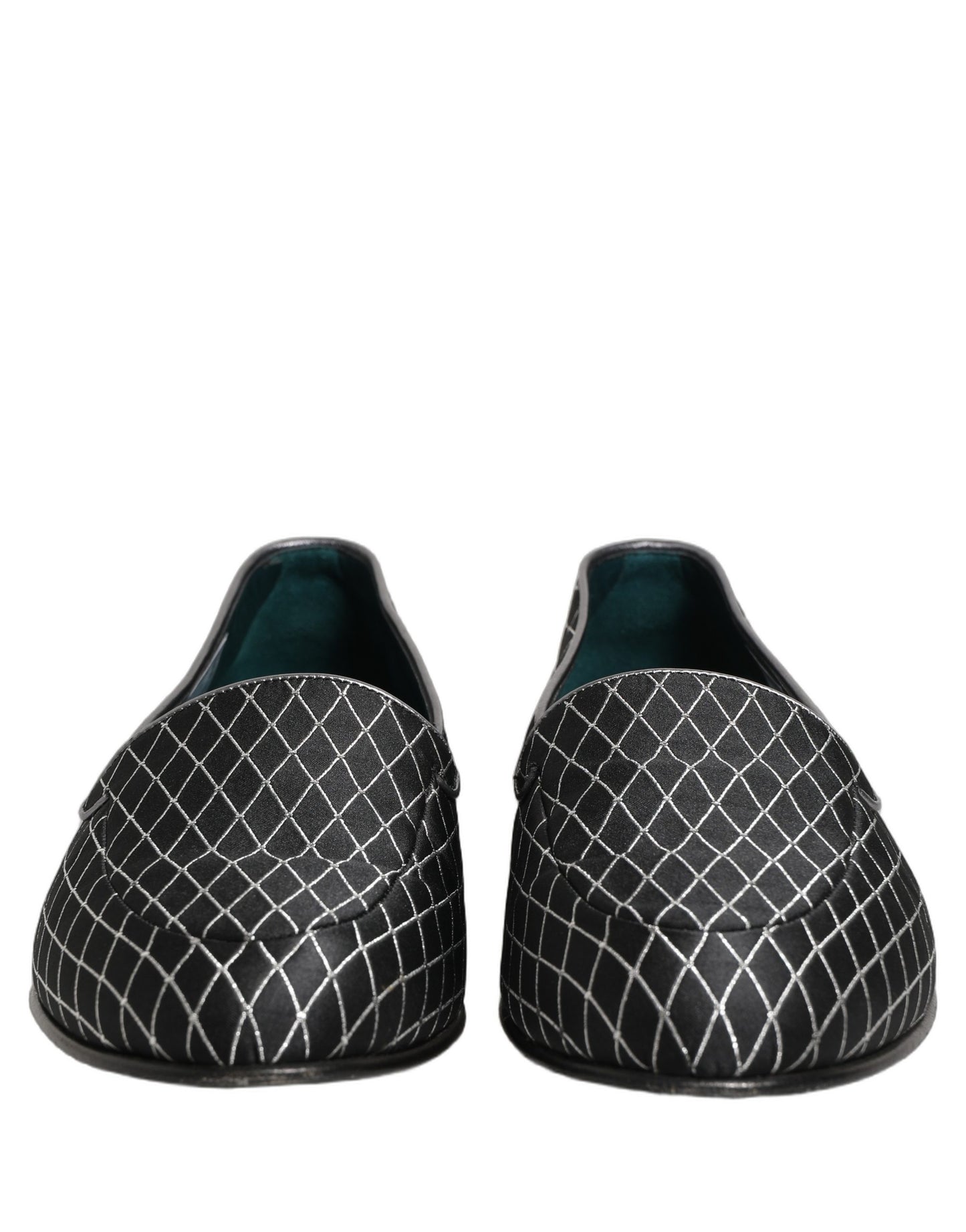 Dolce & Gabbana Black Velvet Diamond Stitched Loafers Shoes