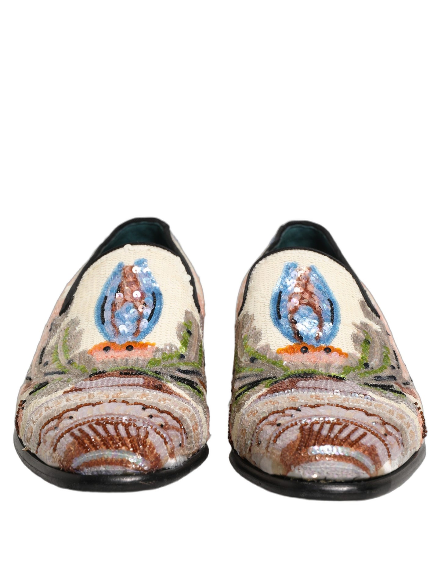 Dolce & Gabbana Multicolor Sequin Embroidered Loafers Shoes