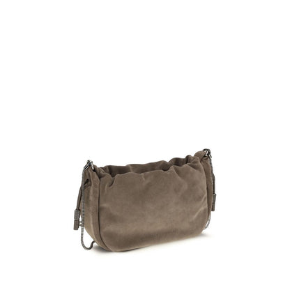 Brunello Cucinelli Brown Calf Leather Bos Taurus Shoulder Bag