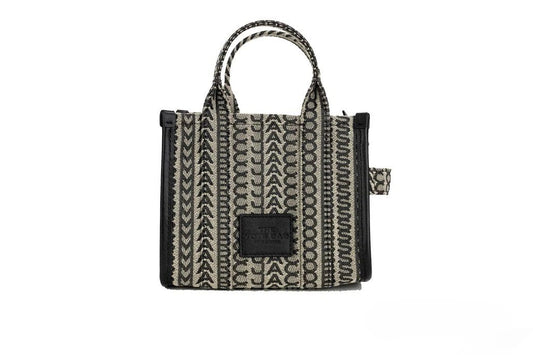Marc Jacobs The Monogram Beige Mini Tote Woven Jacquard Canvas Crossbody Handbag