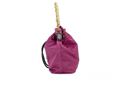 Versace Small Dahlia Nylon Medusa Pendant Bucket Chain Crossbody Bag Purse