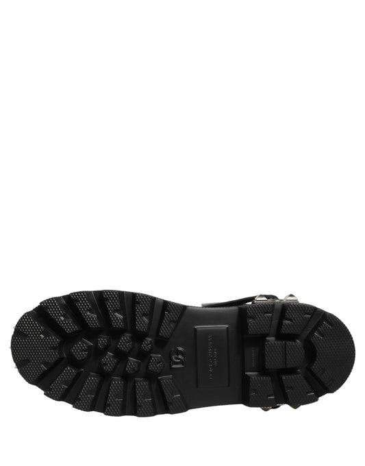 Dolce & Gabbana Black Stud Platform Combat High Boots Shoes