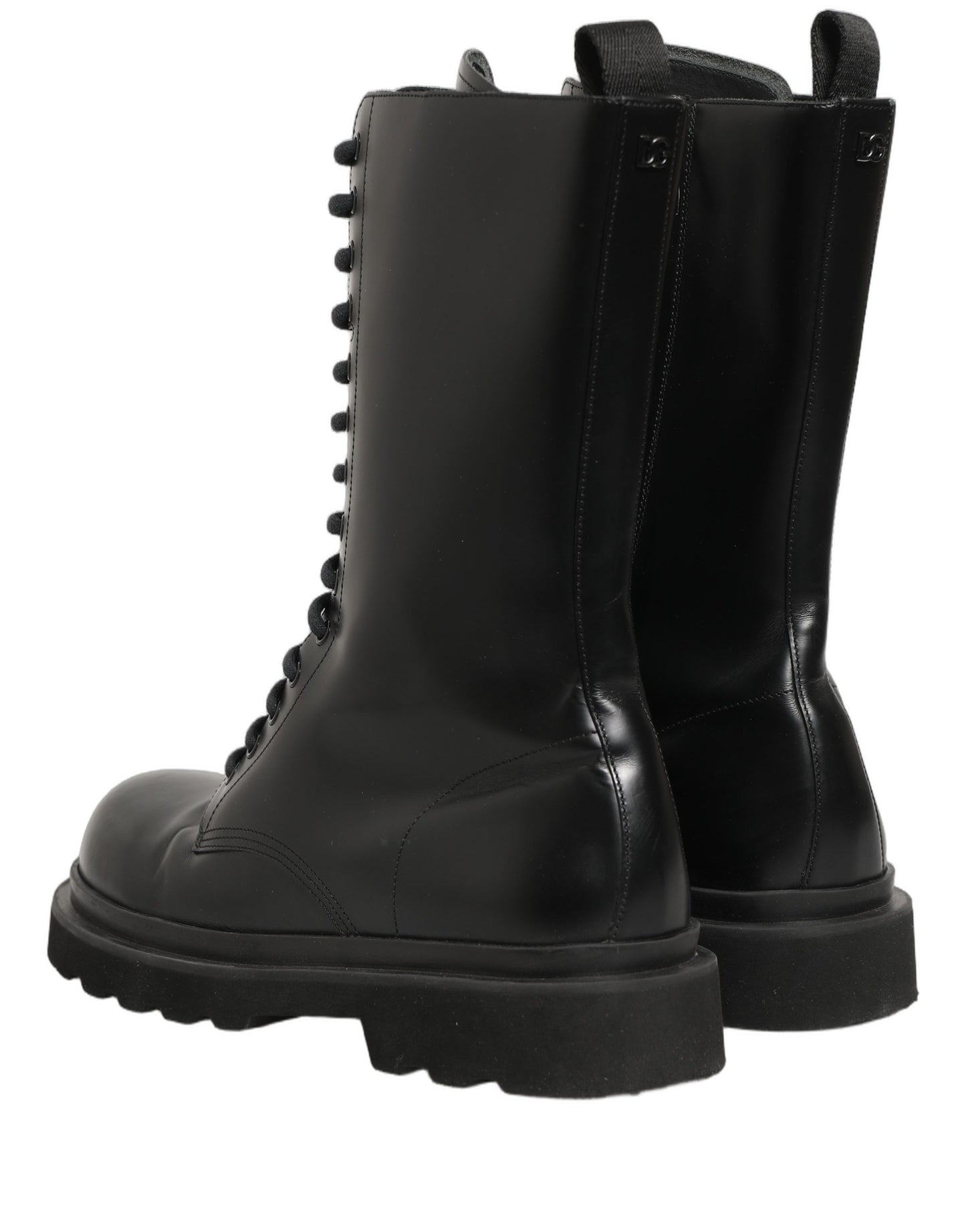 Dolce & Gabbana Black Leather Lace Up Men Combat Boots Shoes