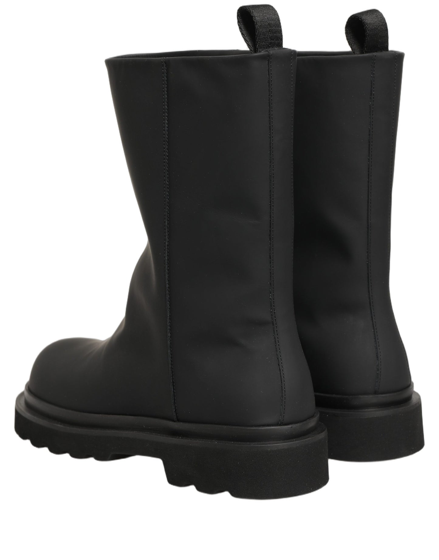 Dolce & Gabbana Black Leather Mid Calf Chunky Men Boots Shoes