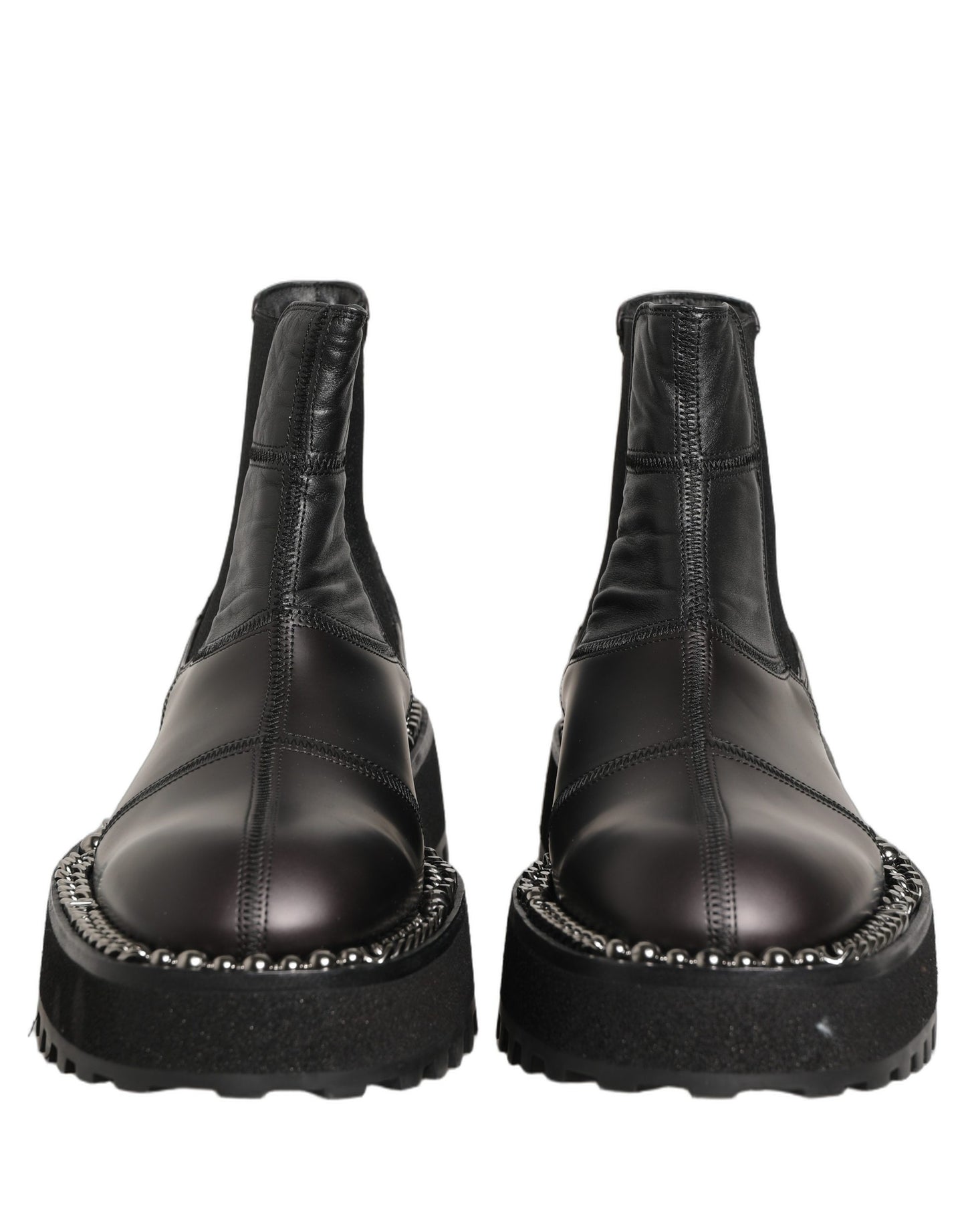 Dolce & Gabbana Black Chelsea Boots Leather Slip On Men Shoes