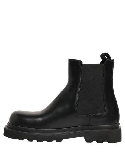 Dolce & Gabbana Black Chelsea Boots Leather Slip On Men Shoes