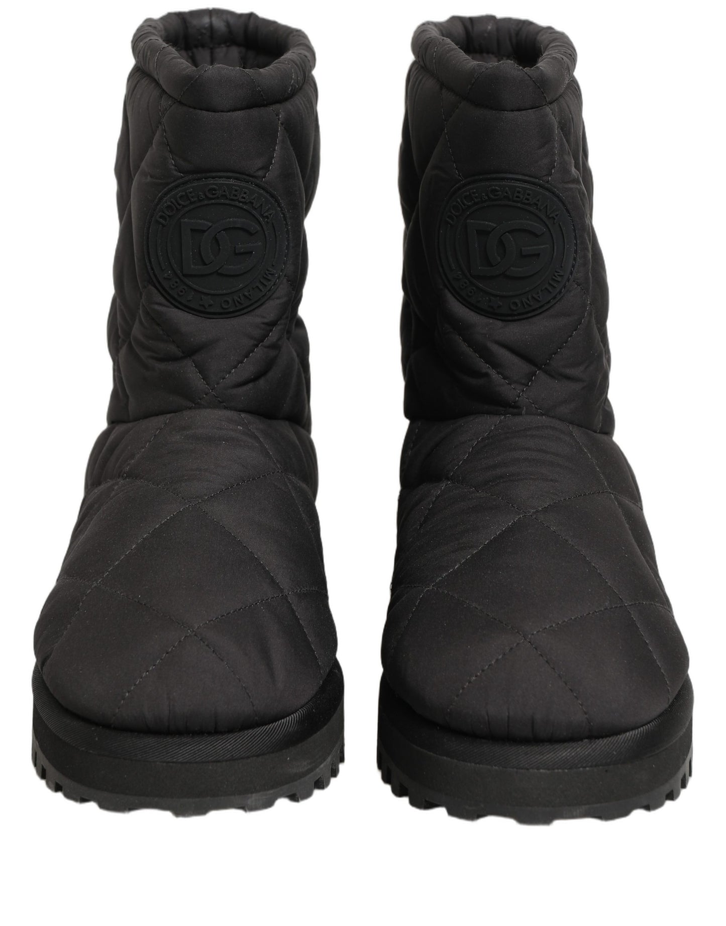 Dolce & Gabbana Black Quilted Effect Mid Calf Boots Shoes