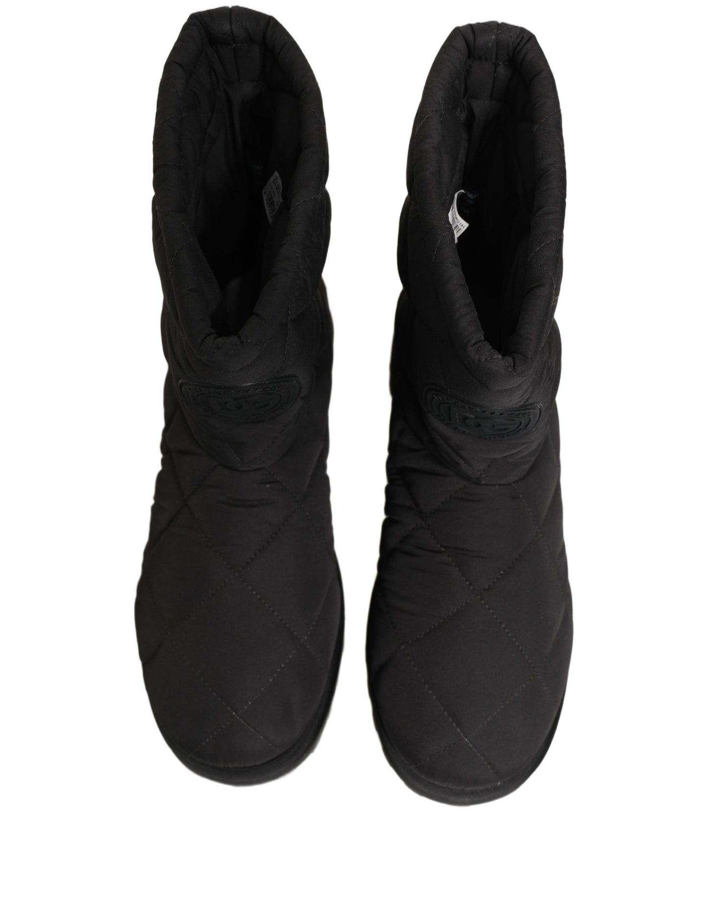 Dolce & Gabbana Black Quilted Effect Mid Calf Boots Shoes