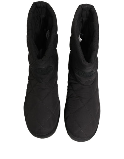 Dolce & Gabbana Black Quilted Effect Mid Calf Boots Shoes