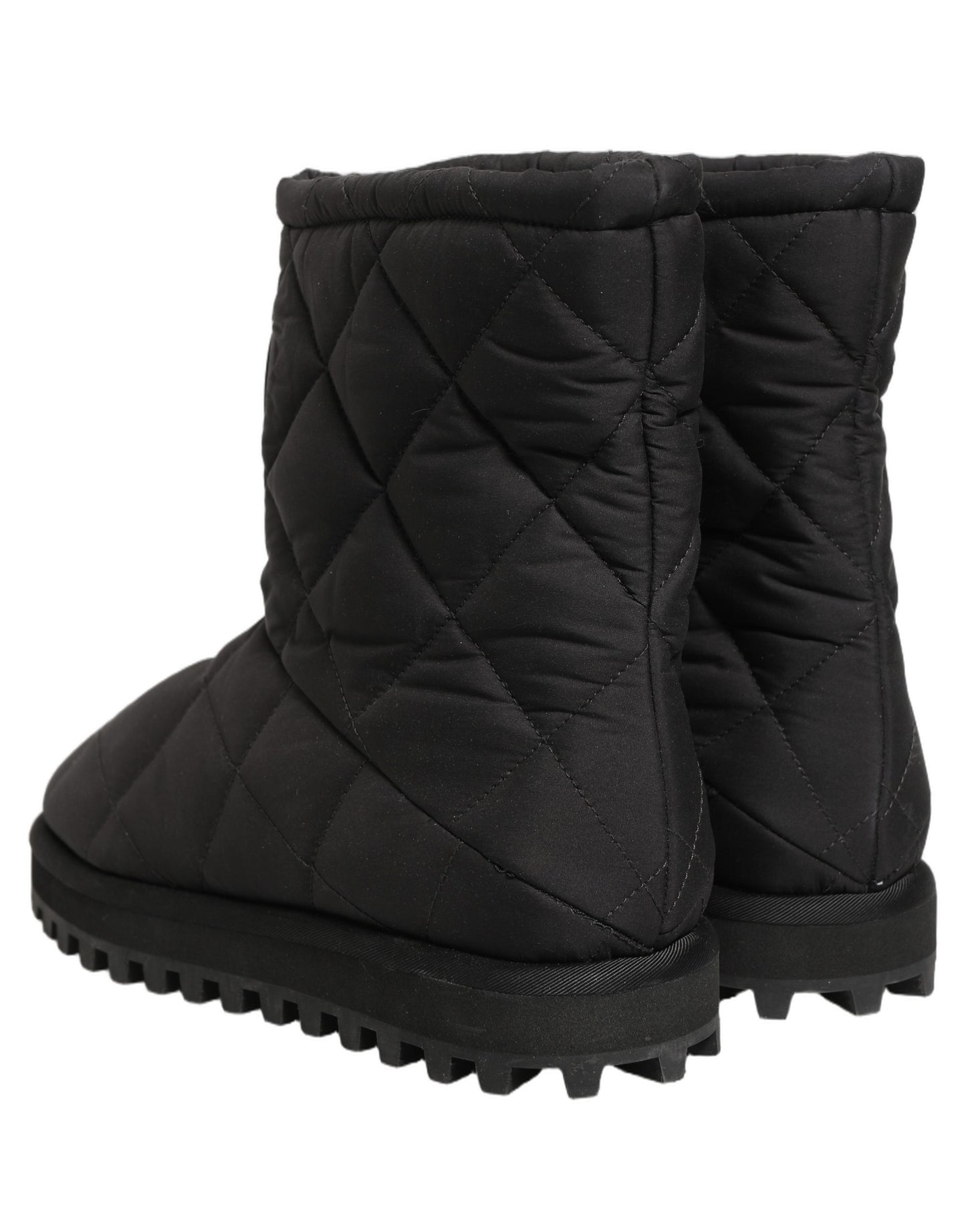 Dolce & Gabbana Black Quilted Effect Mid Calf Boots Shoes