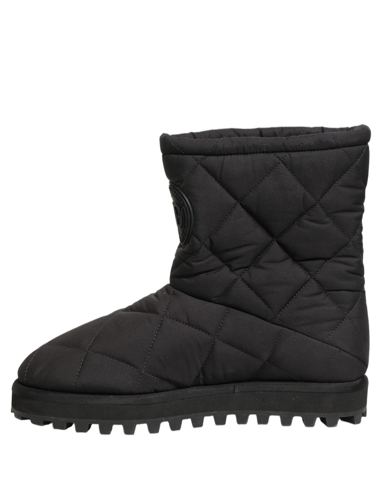 Dolce & Gabbana Black Quilted Effect Mid Calf Boots Shoes
