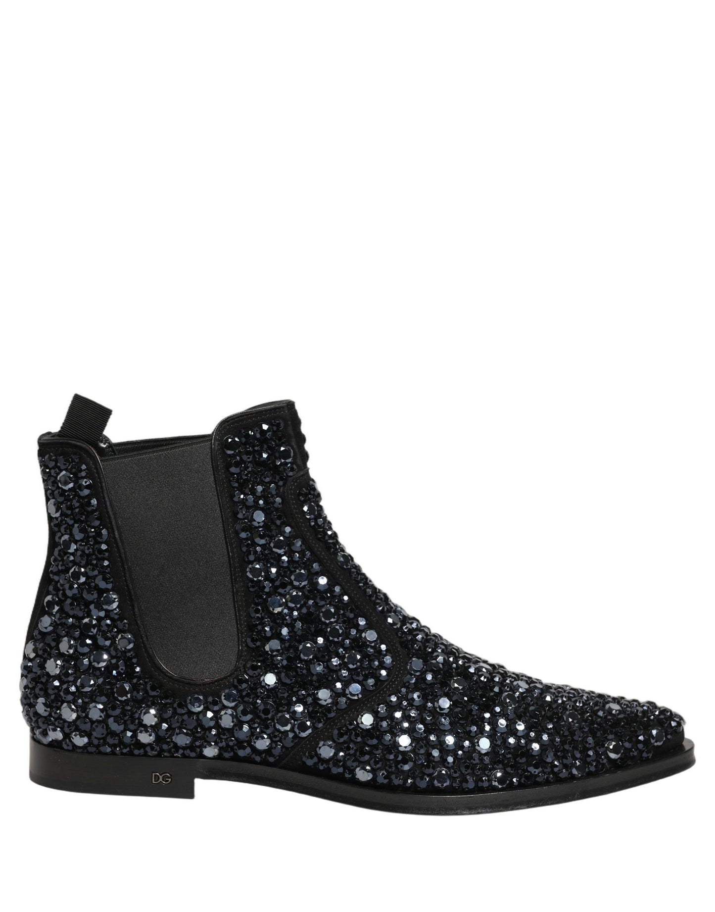 Dolce & Gabbana Black Embellished Chelsea Ankle Boots Shoes