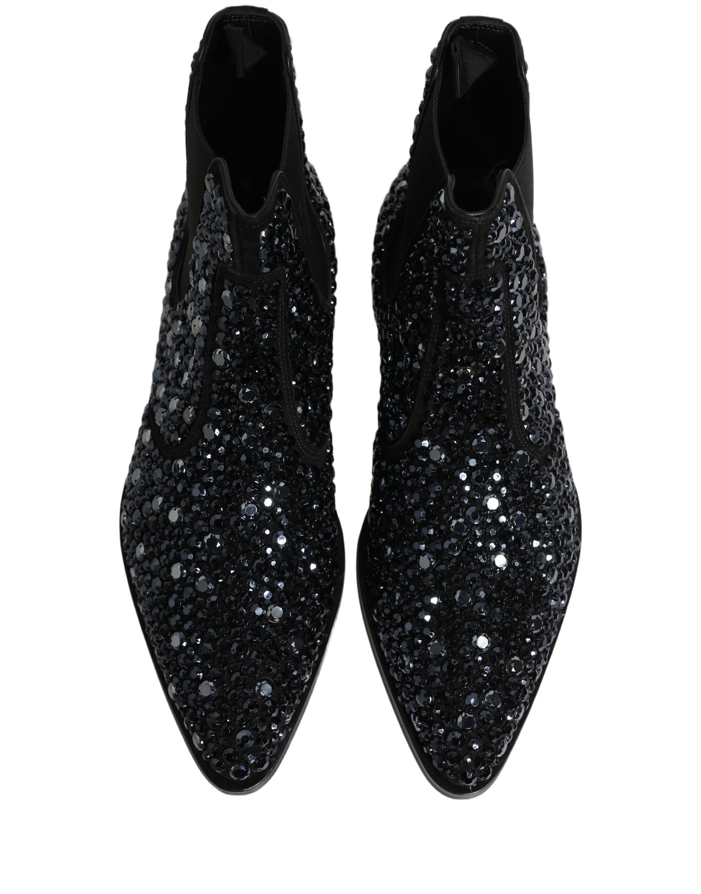 Dolce & Gabbana Black Embellished Chelsea Ankle Boots Shoes