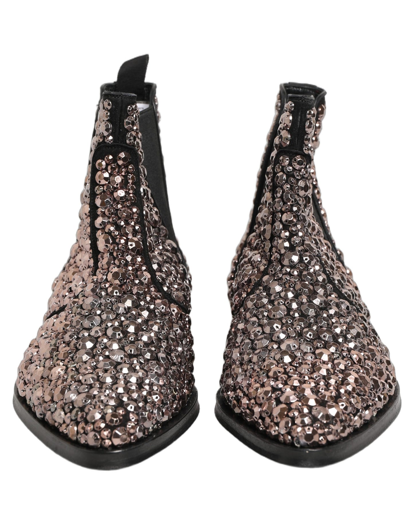 Dolce & Gabbana Silver Embellished Chelsea Ankle Boots Shoes