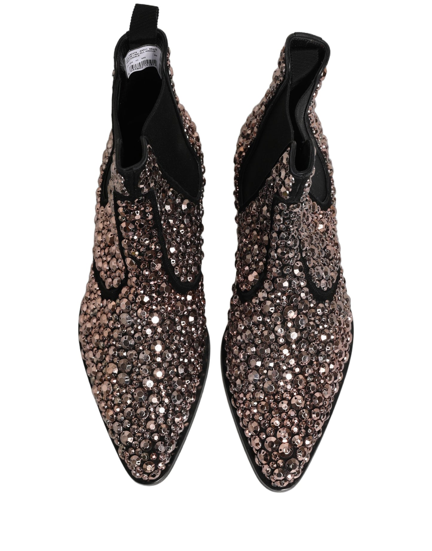 Dolce & Gabbana Silver Embellished Chelsea Ankle Boots Shoes