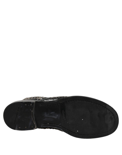 Dolce & Gabbana Black Leather Runway Studs Ankle Boots Shoes