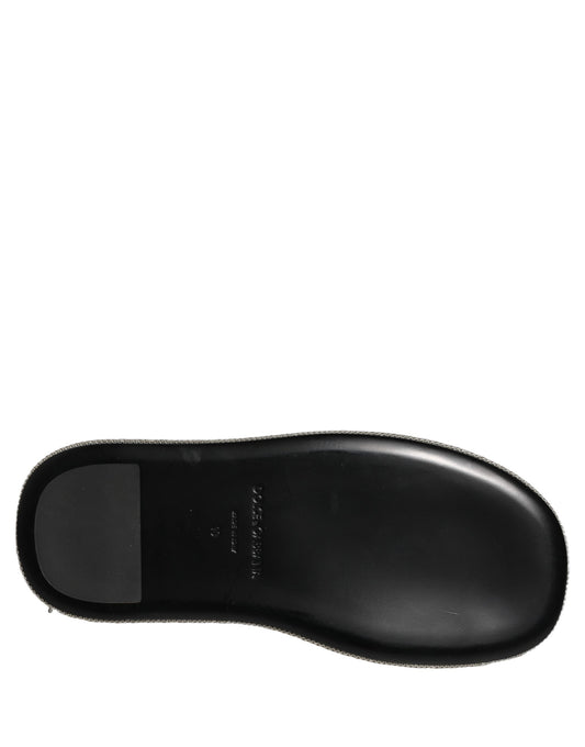 Dolce & Gabbana Black Crystal Embellished Platform Men Slides Shoes