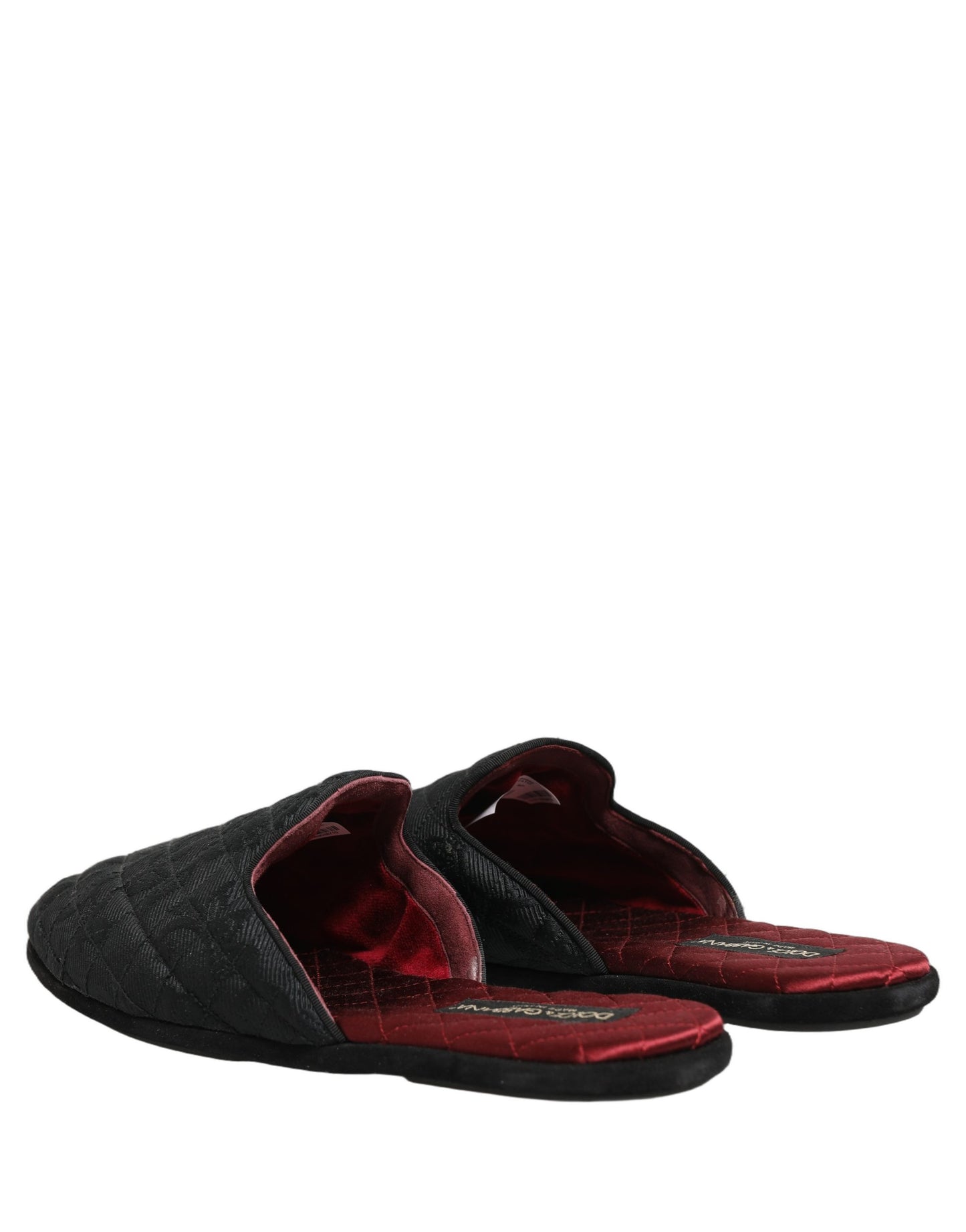 Dolce & Gabbana Black Floral Brocade Slides Slippers Shoes