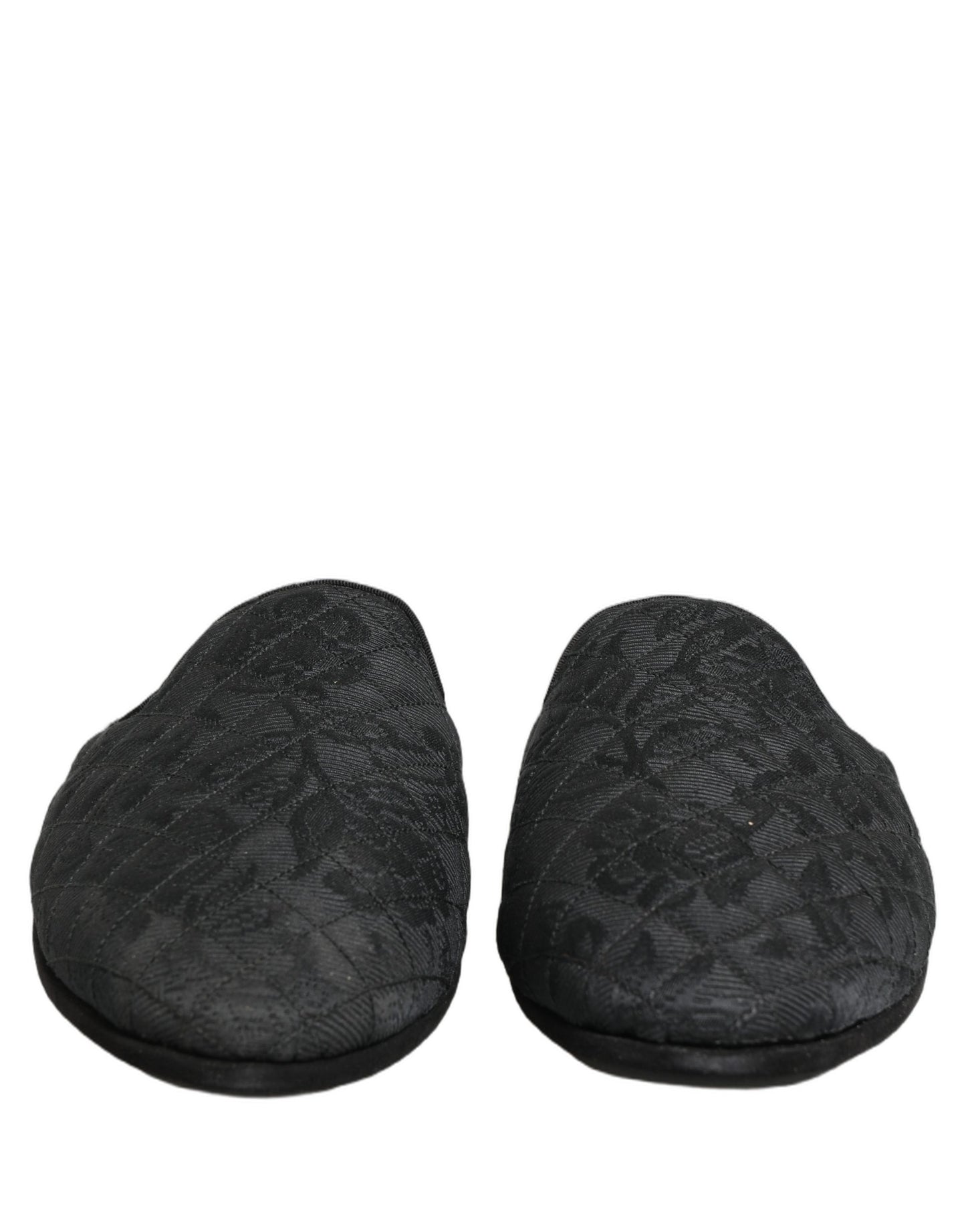 Dolce & Gabbana Black Floral Brocade Slides Slippers Shoes