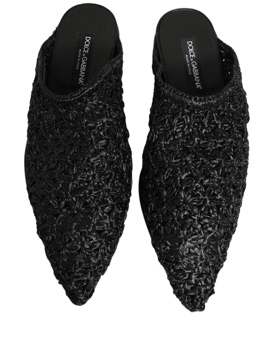Dolce & Gabbana Black Mules Slides Slippers Men Flats Shoes