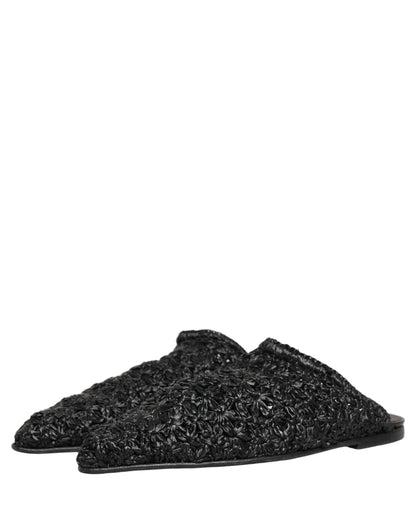 Dolce & Gabbana Black Mules Slides Slippers Men Flats Shoes
