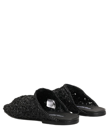 Dolce & Gabbana Black Mules Slides Slippers Men Flats Shoes