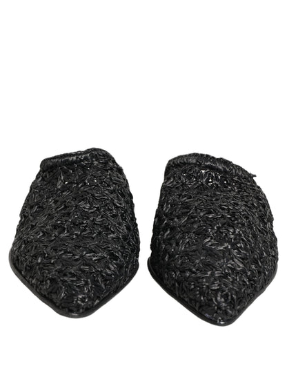 Dolce & Gabbana Black Mules Slides Slippers Men Flats Shoes