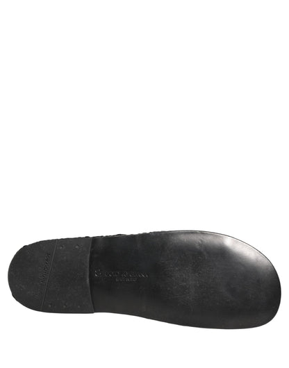 Dolce & Gabbana Black Fabric Woven Slides Sandals Flats Shoes