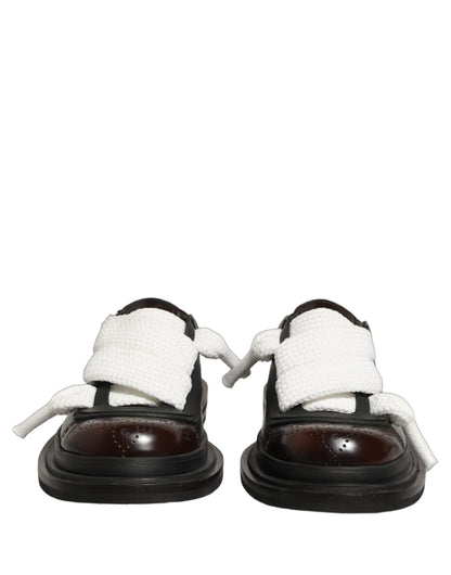 Dolce & Gabbana Brown Leather Slip On Flat Sandals Men Shoes