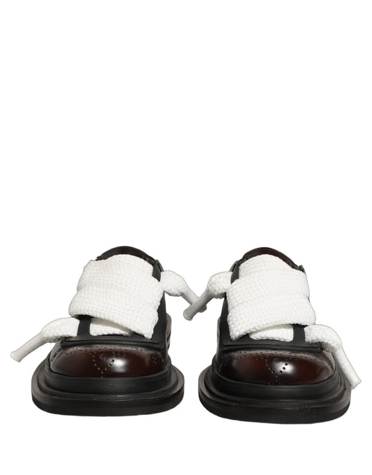 Dolce & Gabbana Brown Leather Slip On Flat Sandals Men Shoes