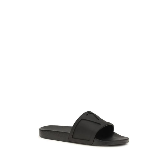Valentino Garavani Black Rubber Flat Sandals