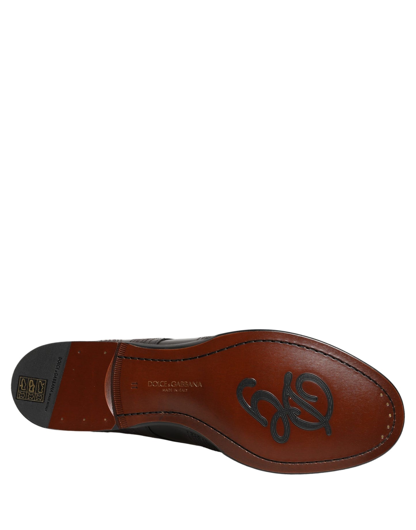 Dolce & Gabbana Black Embroidered Leather Derby Dress Shoes